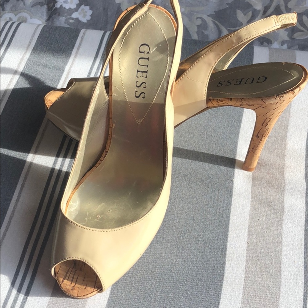 Cream color open toe Guess heels
